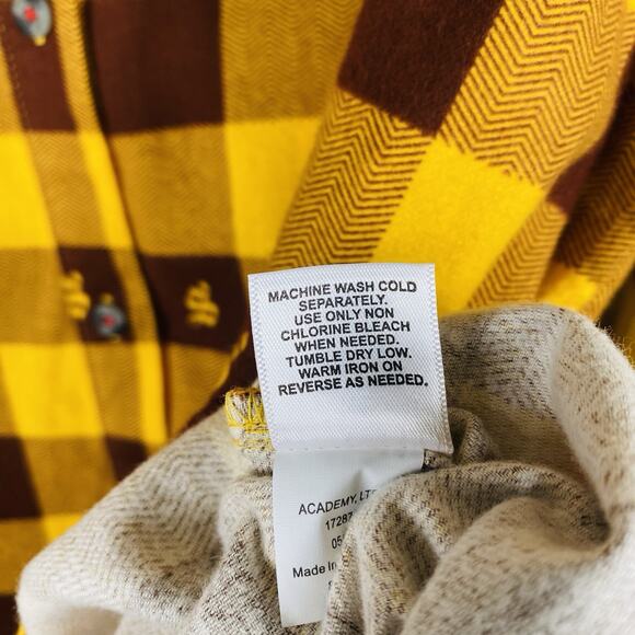 Magellan Size XL Buffalo Plaid Check Shiner Bock Flannel Button Shirt Yellow - Picture 5 of 5